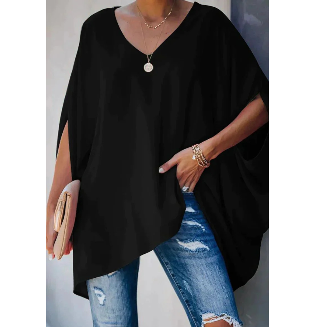 Mia | Damen Oversize Stilvolles Tunika Mit V-Ausschnitt