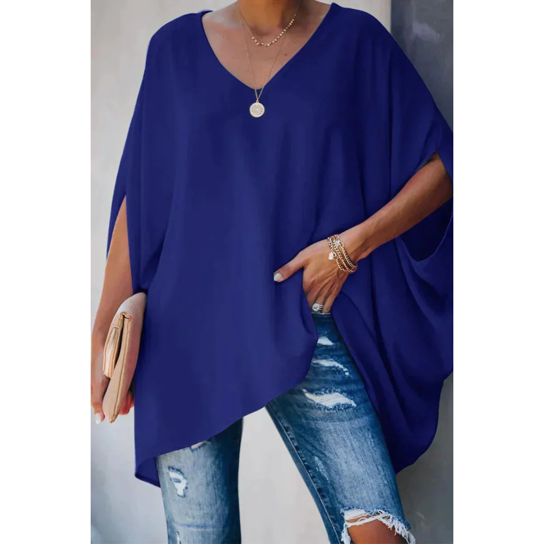 Mia | Damen Oversize Stilvolles Tunika Mit V-Ausschnitt