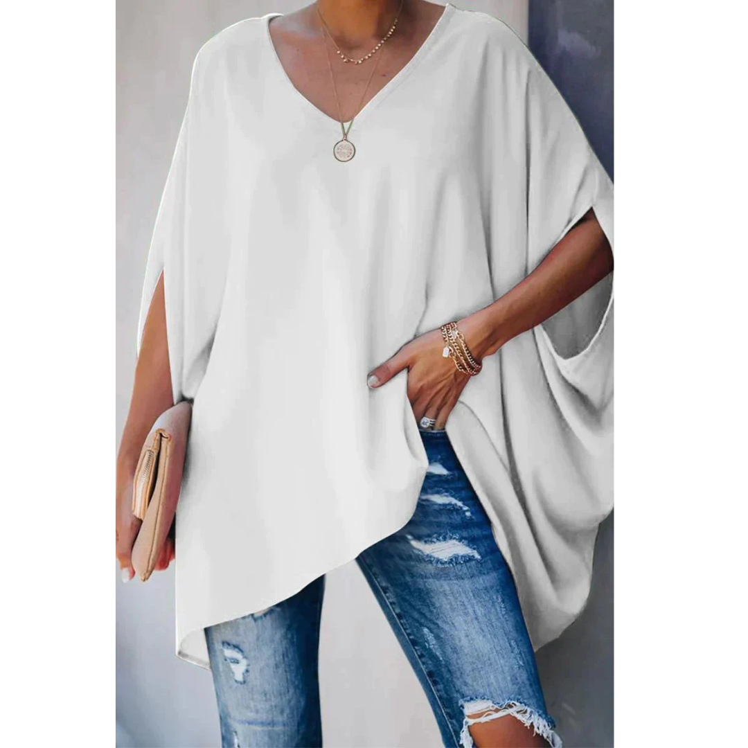 Mia | Damen Oversize Stilvolles Tunika Mit V-Ausschnitt