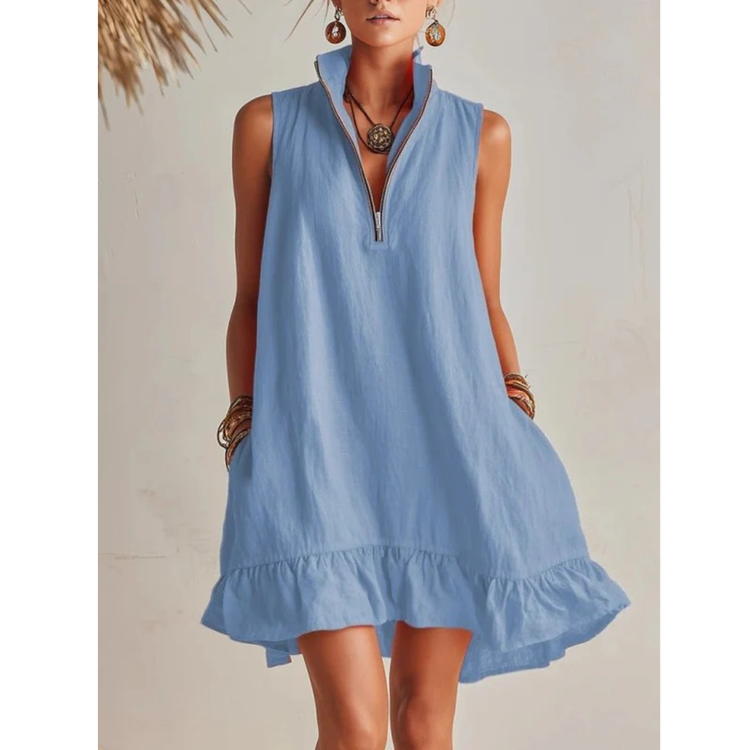 Mia | Damen Sommer Minikleid Mit Rüschen