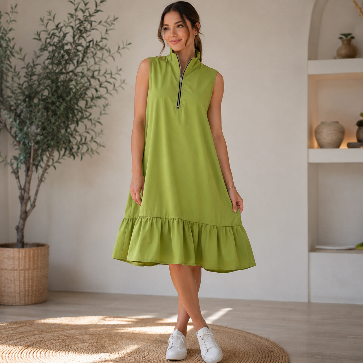 Mia | Damen Sommer Minikleid Mit Rüschen