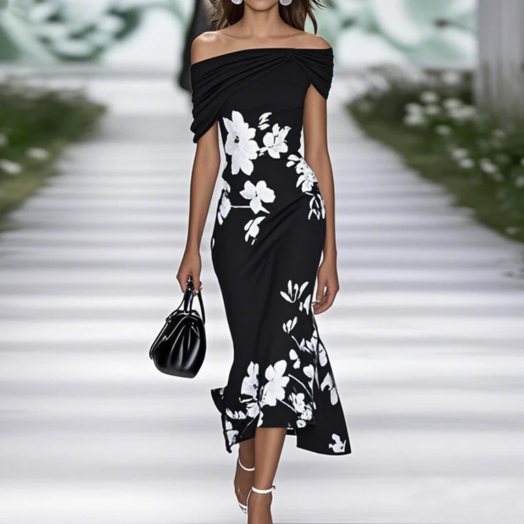Mia | Damen Sommerkleid Midi Mit Blumenmuster