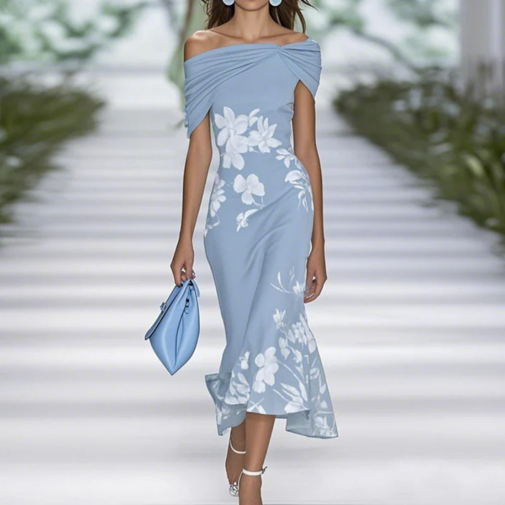 Mia | Damen Sommerkleid Midi Mit Blumenmuster