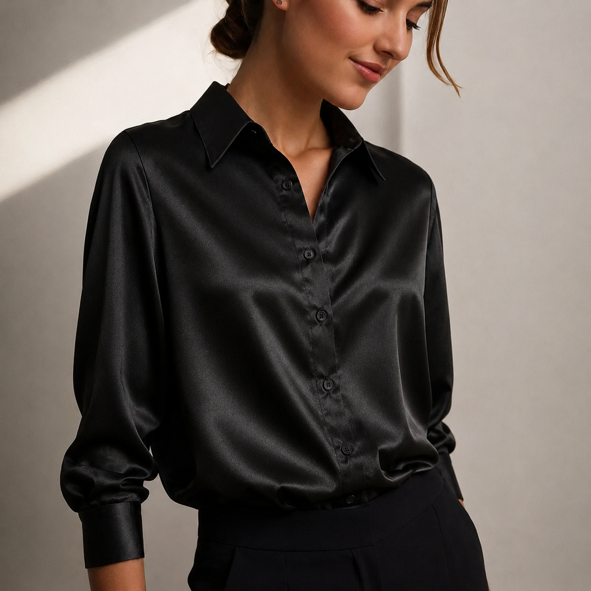 Mia | Damen Stilvolle Langarm Bluse