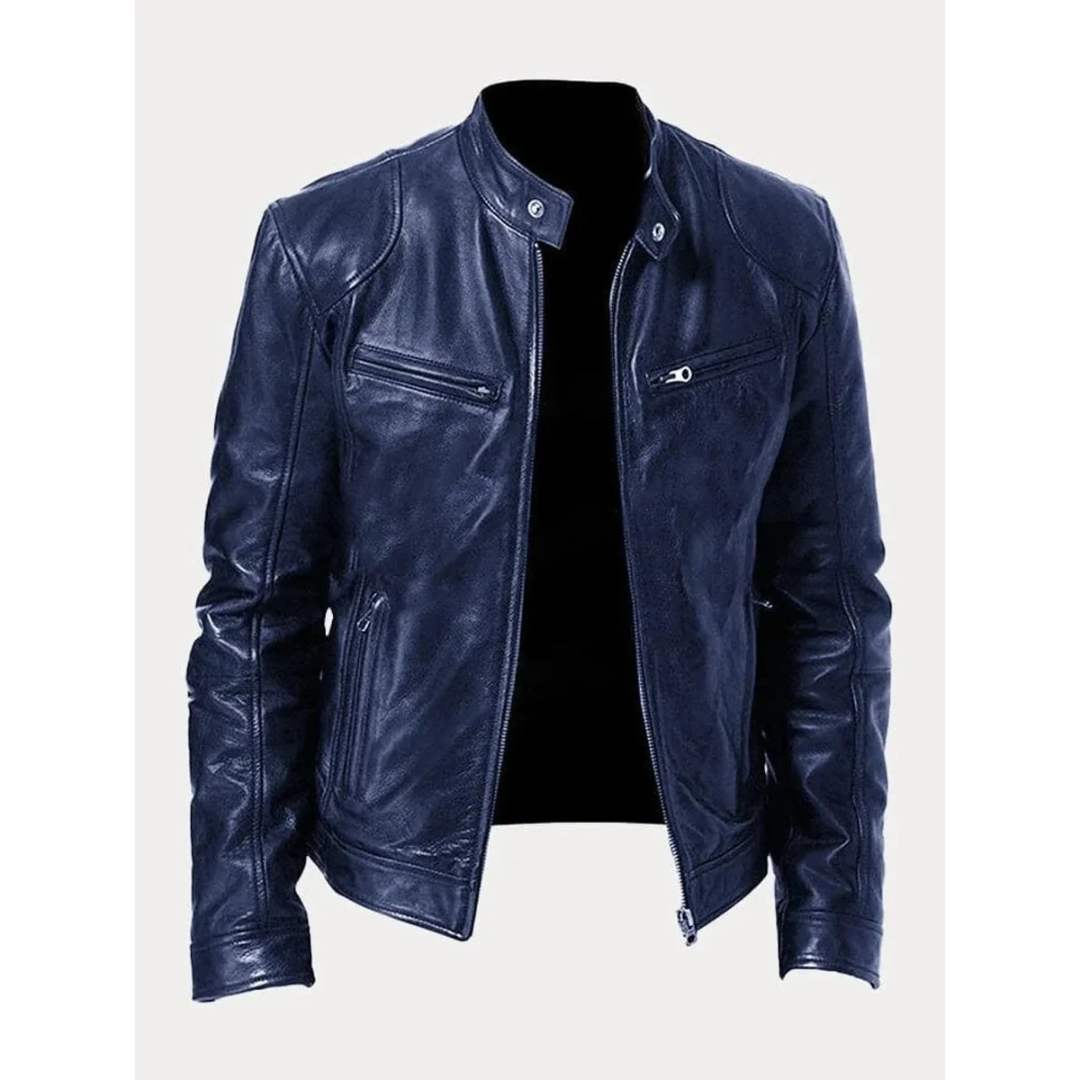 Michel | Herren Slim Fit Biker Jacke aus Kunstleder