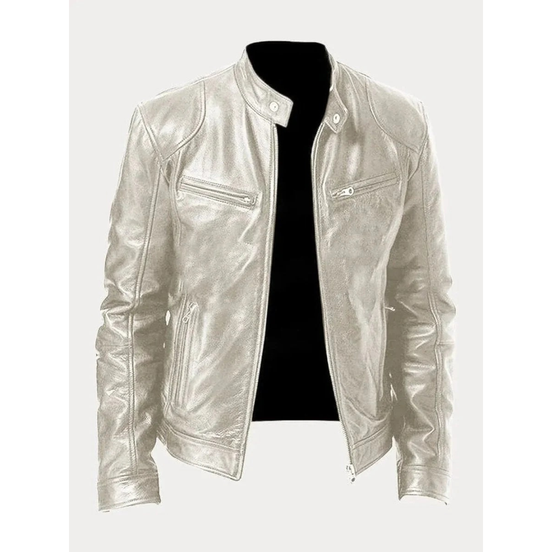Michel | Herren Slim Fit Biker Jacke aus Kunstleder