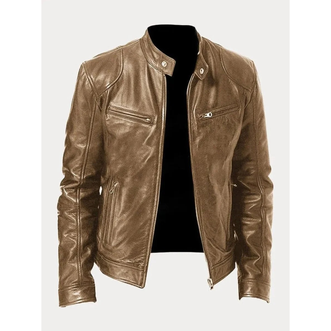 Michel | Herren Slim Fit Biker Jacke aus Kunstleder