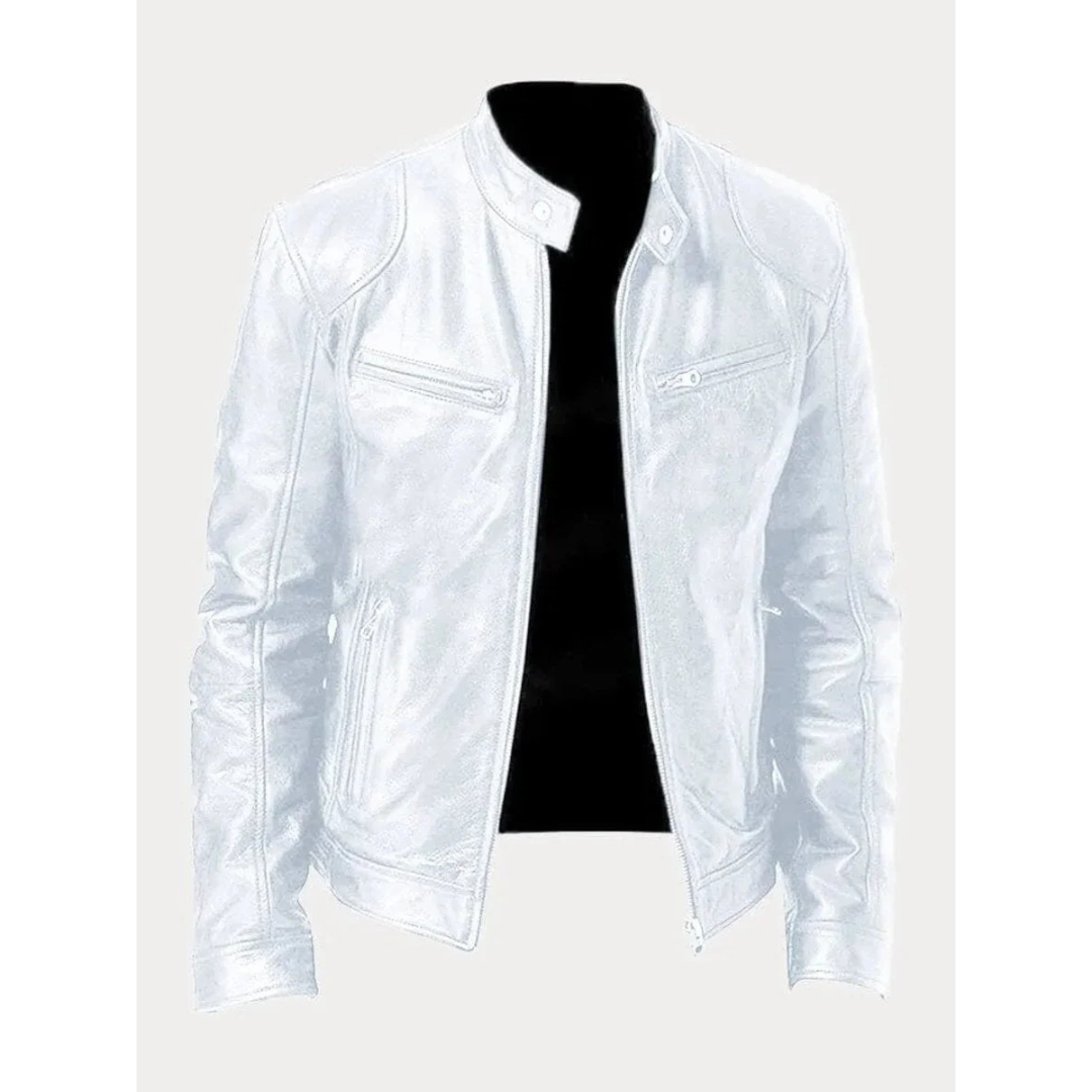 Michel | Herren Slim Fit Biker Jacke aus Kunstleder