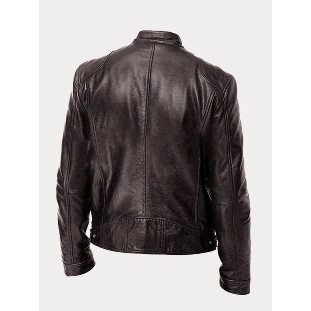 Michel | Herren Slim Fit Biker Jacke aus Kunstleder