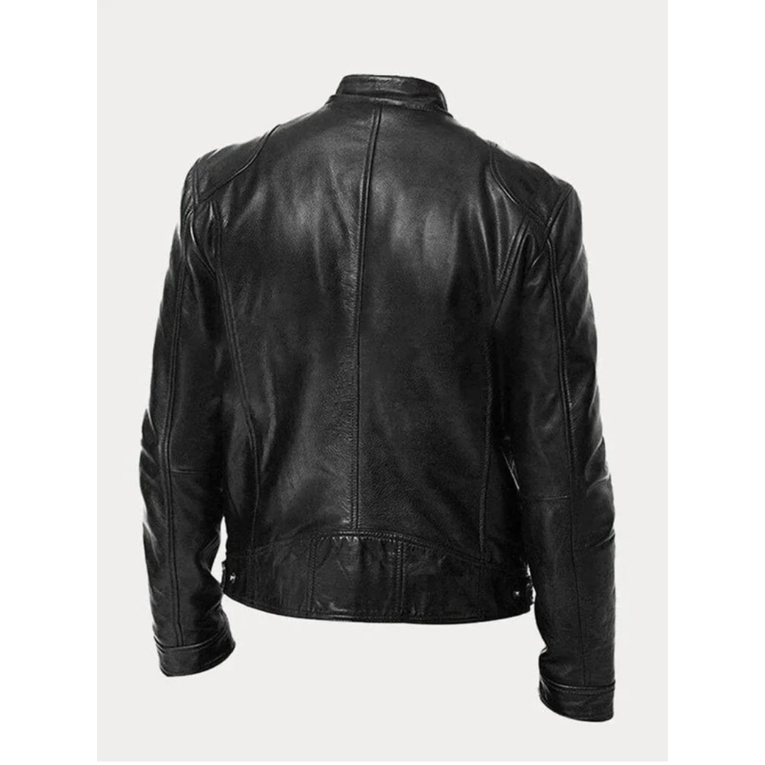 Michel | Herren Slim Fit Biker Jacke aus Kunstleder