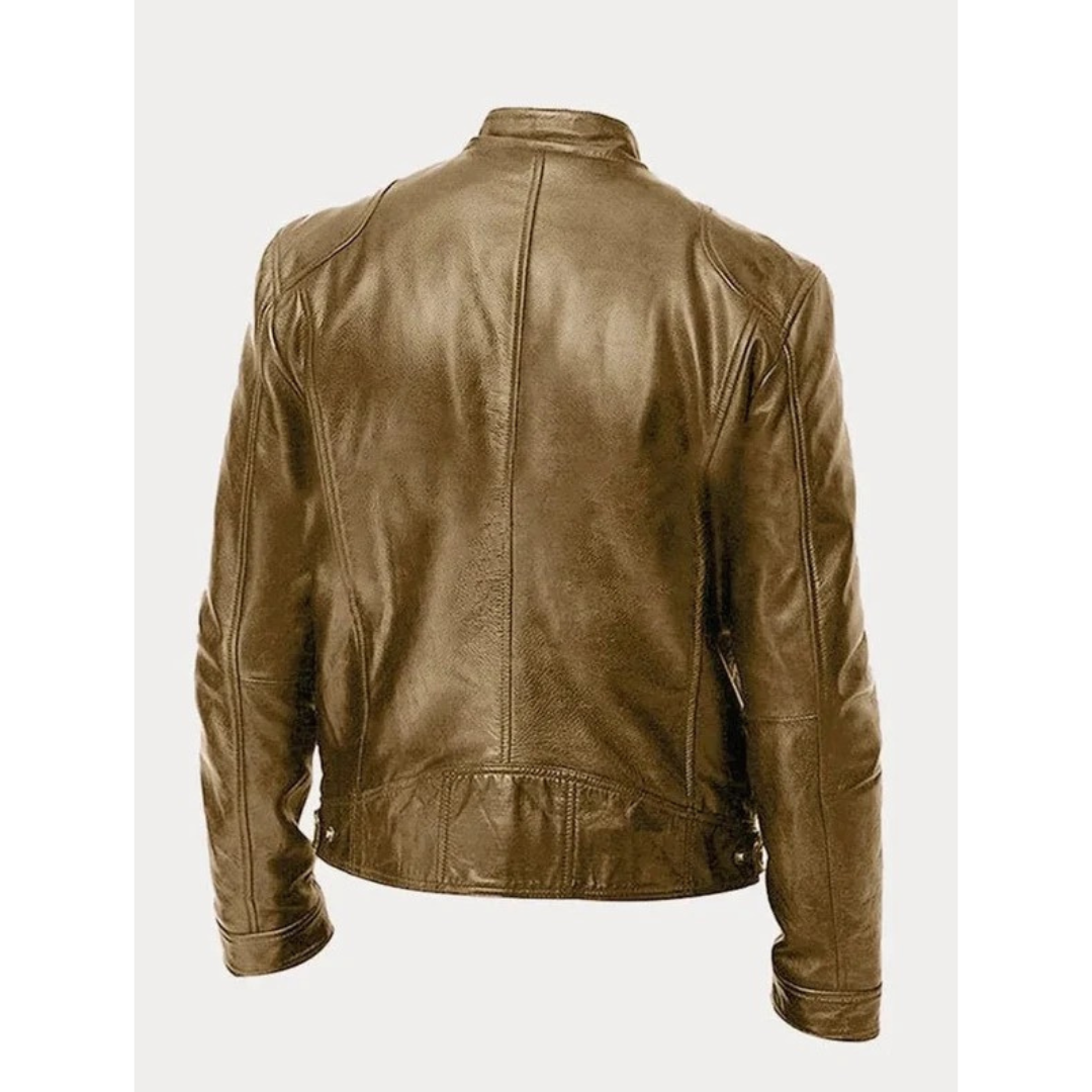 Michel | Herren Slim Fit Biker Jacke aus Kunstleder
