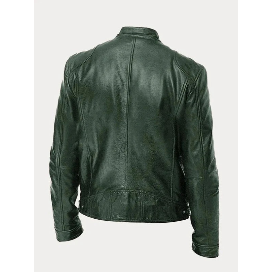 Michel | Herren Slim Fit Biker Jacke aus Kunstleder