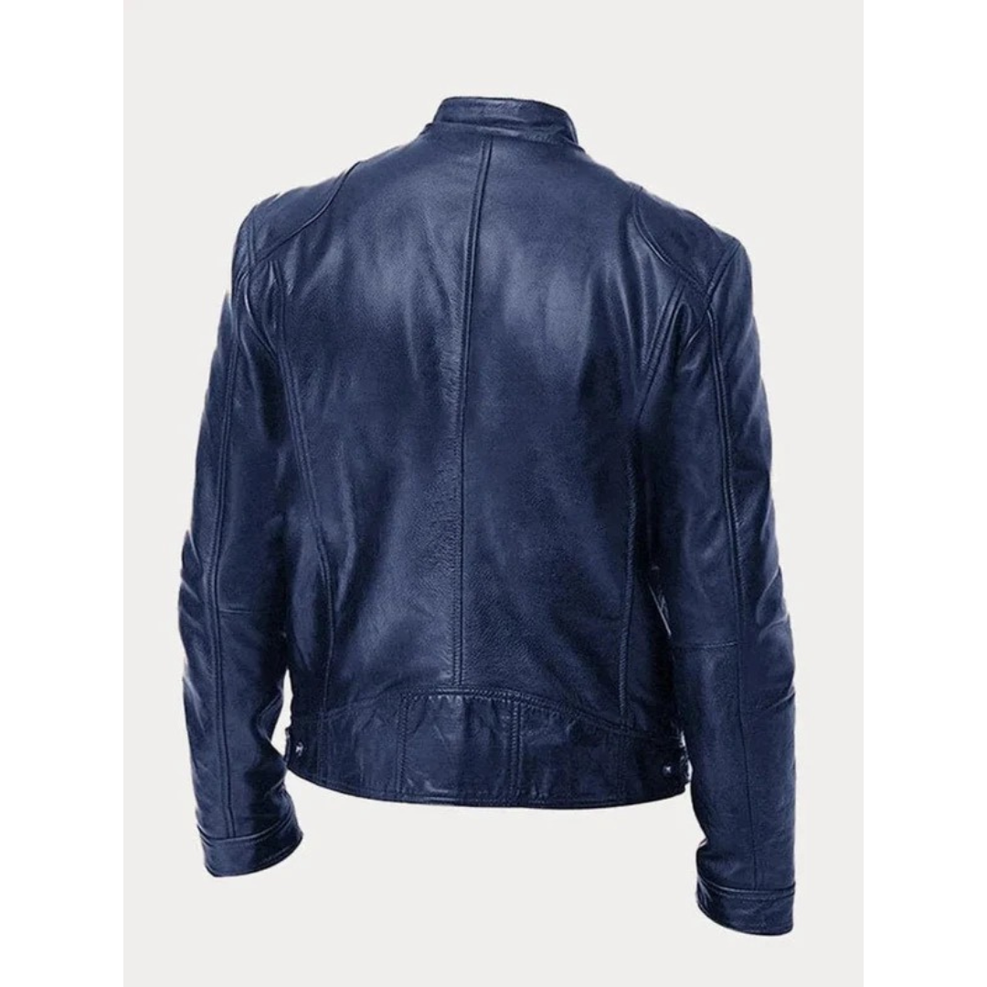 Michel | Herren Slim Fit Biker Jacke aus Kunstleder