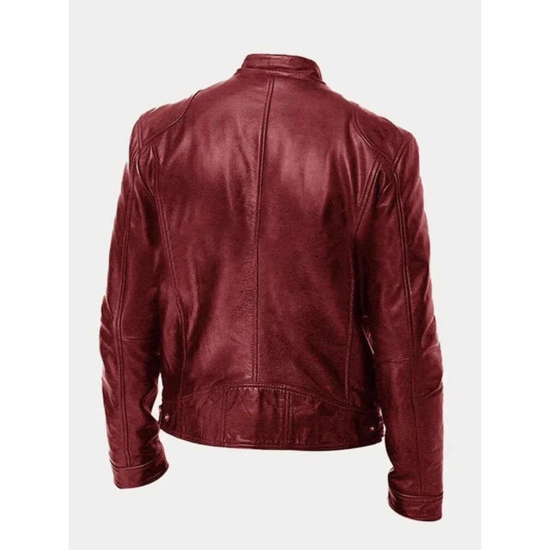 Michel | Herren Slim Fit Biker Jacke aus Kunstleder