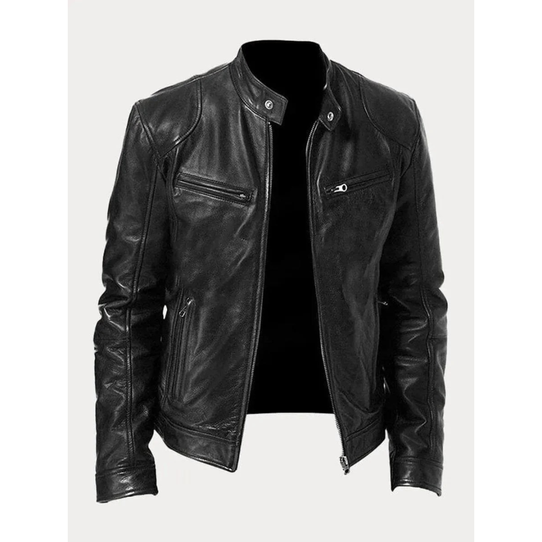 Michel | Herren Slim Fit Biker Jacke aus Kunstleder