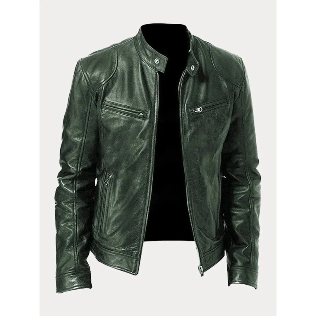 Michel | Herren Slim Fit Biker Jacke aus Kunstleder