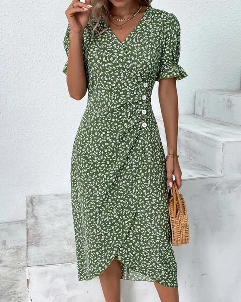 Irmtraut | Damen Sommer Midikleid Floral