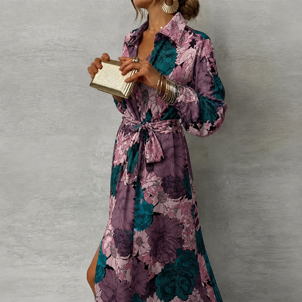 Mila | Damen Abendkleid Maxi Blumenmuster