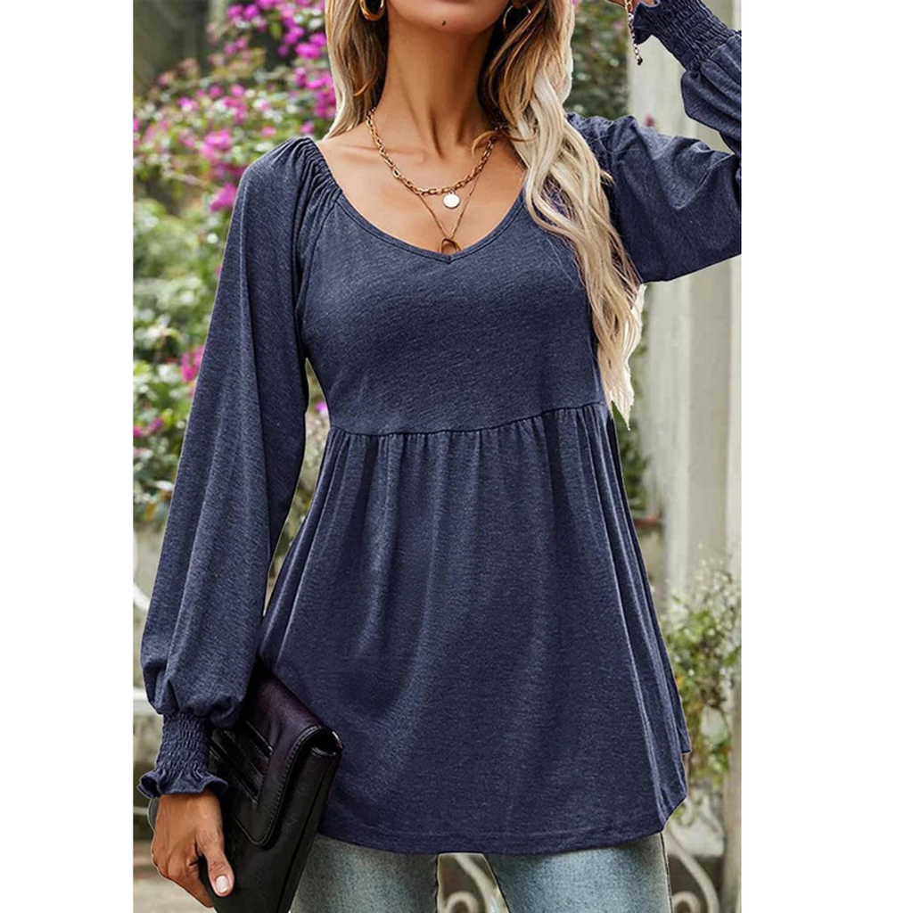 Mila | Damen Babydoll Tunika Mit V-Ausschnitt