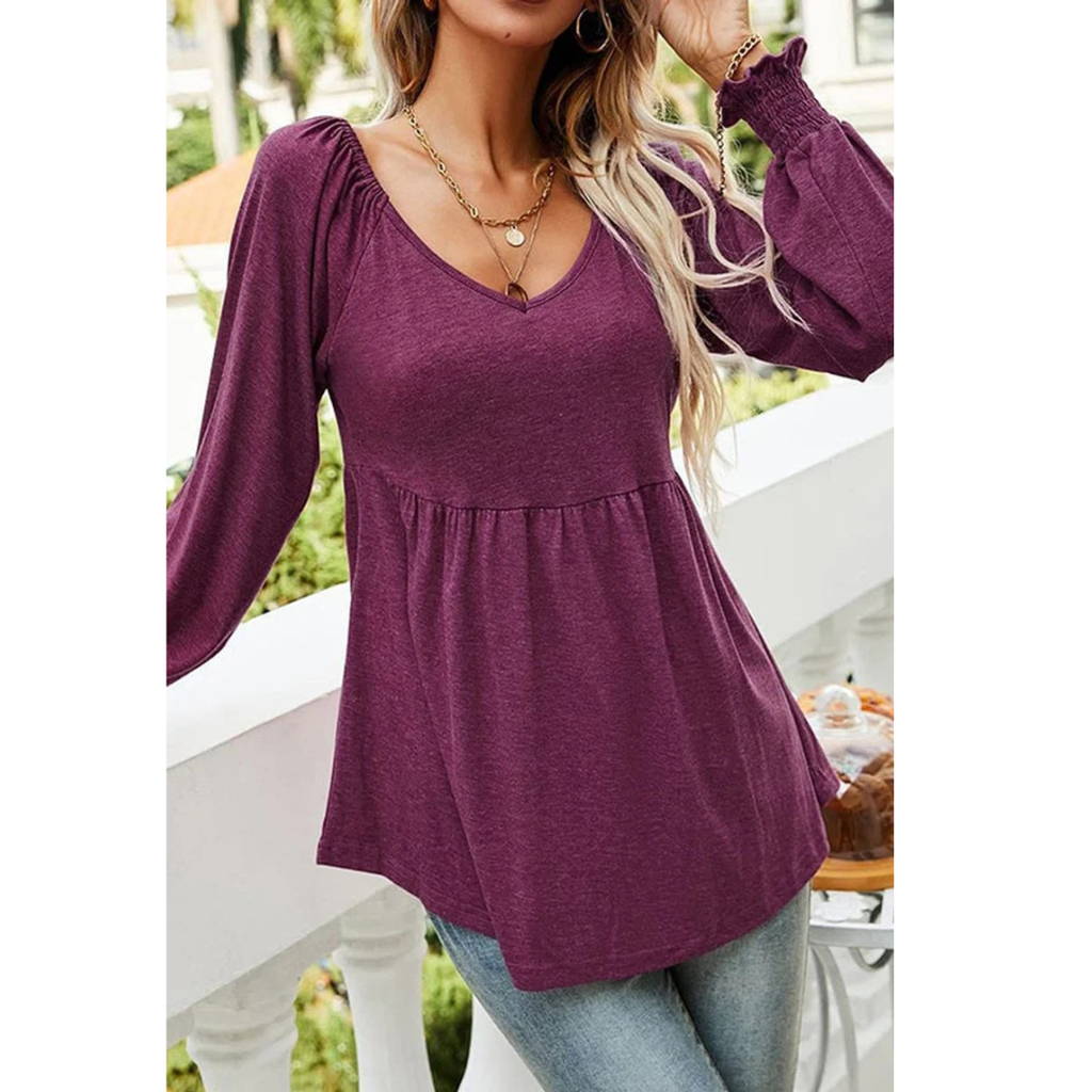 Mila | Damen Babydoll Tunika Mit V-Ausschnitt