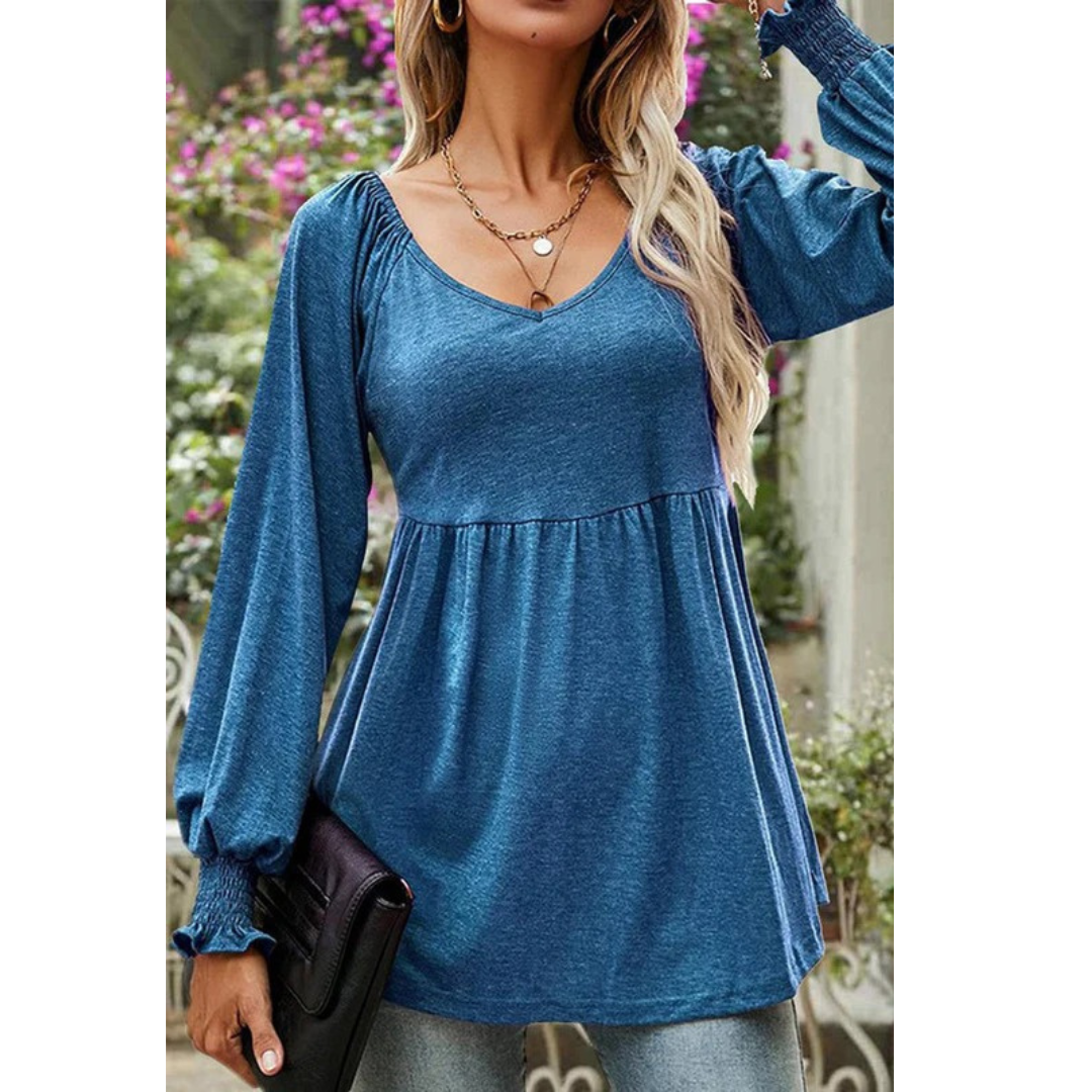 Mila | Damen Babydoll Tunika Mit V-Ausschnitt