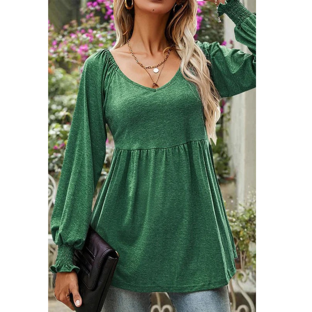 Mila | Damen Babydoll Tunika Mit V-Ausschnitt