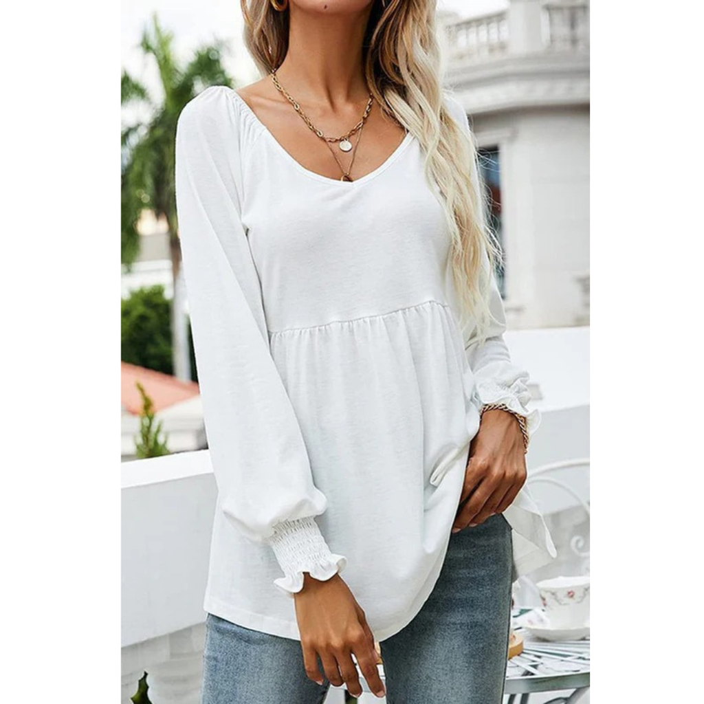 Mila | Damen Babydoll Tunika Mit V-Ausschnitt