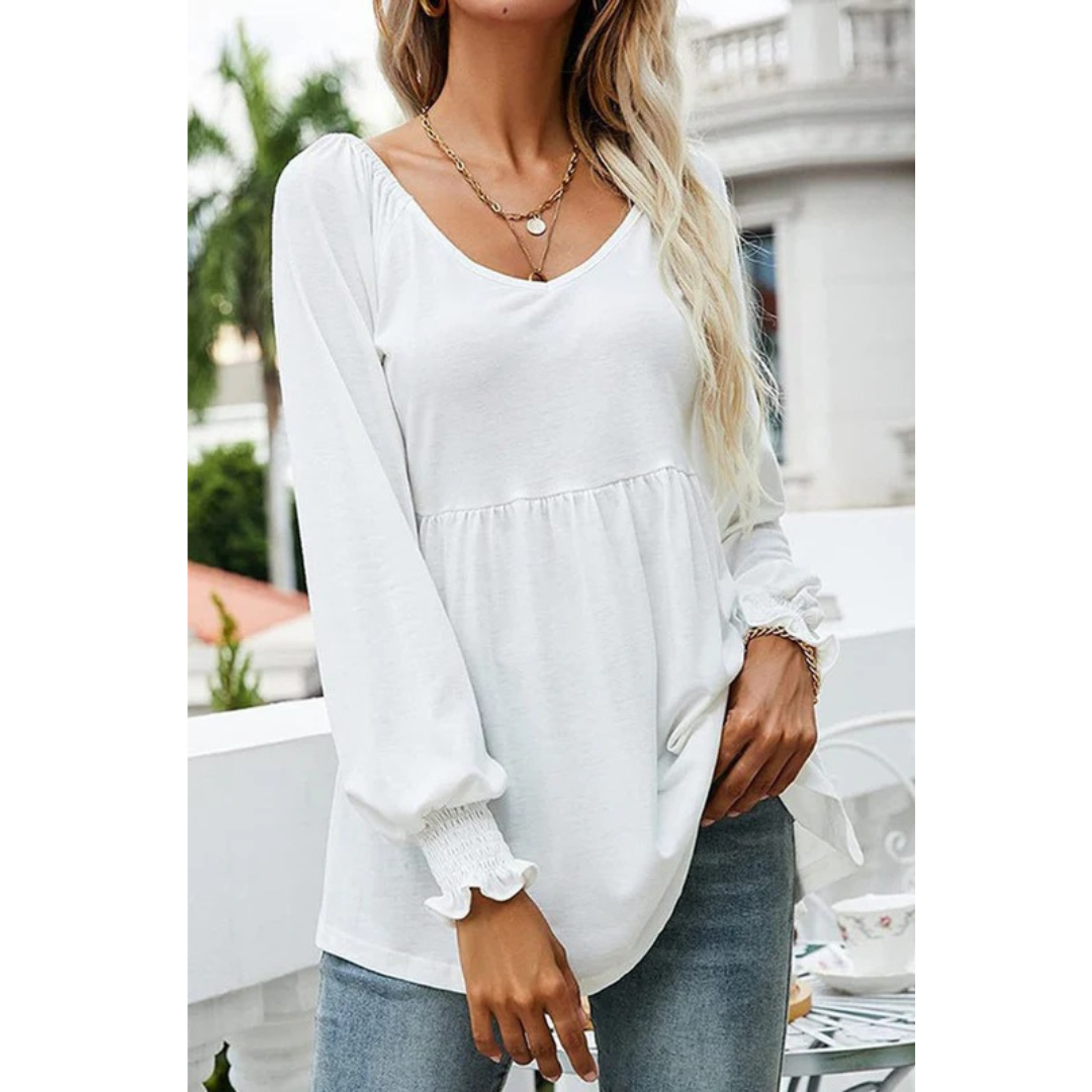Mila | Damen Babydoll Tunika Mit V-Ausschnitt