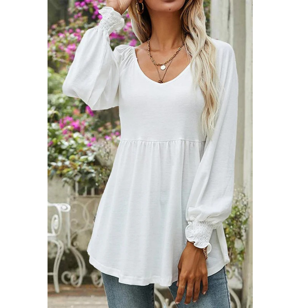 Mila | Damen Babydoll Tunika Mit V-Ausschnitt