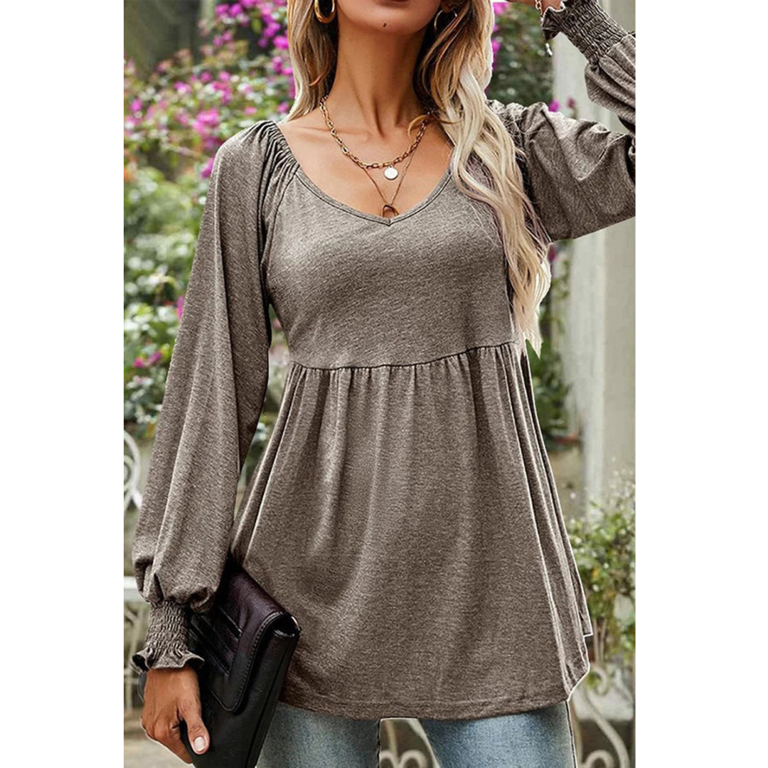 Mila | Damen Babydoll Tunika Mit V-Ausschnitt