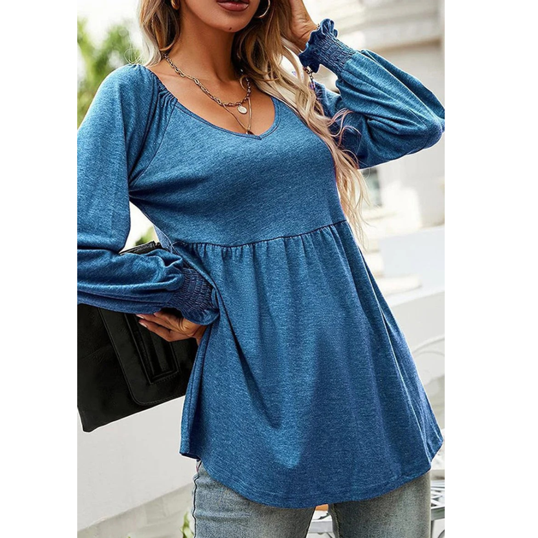 Mila | Damen Babydoll Tunika Mit V-Ausschnitt