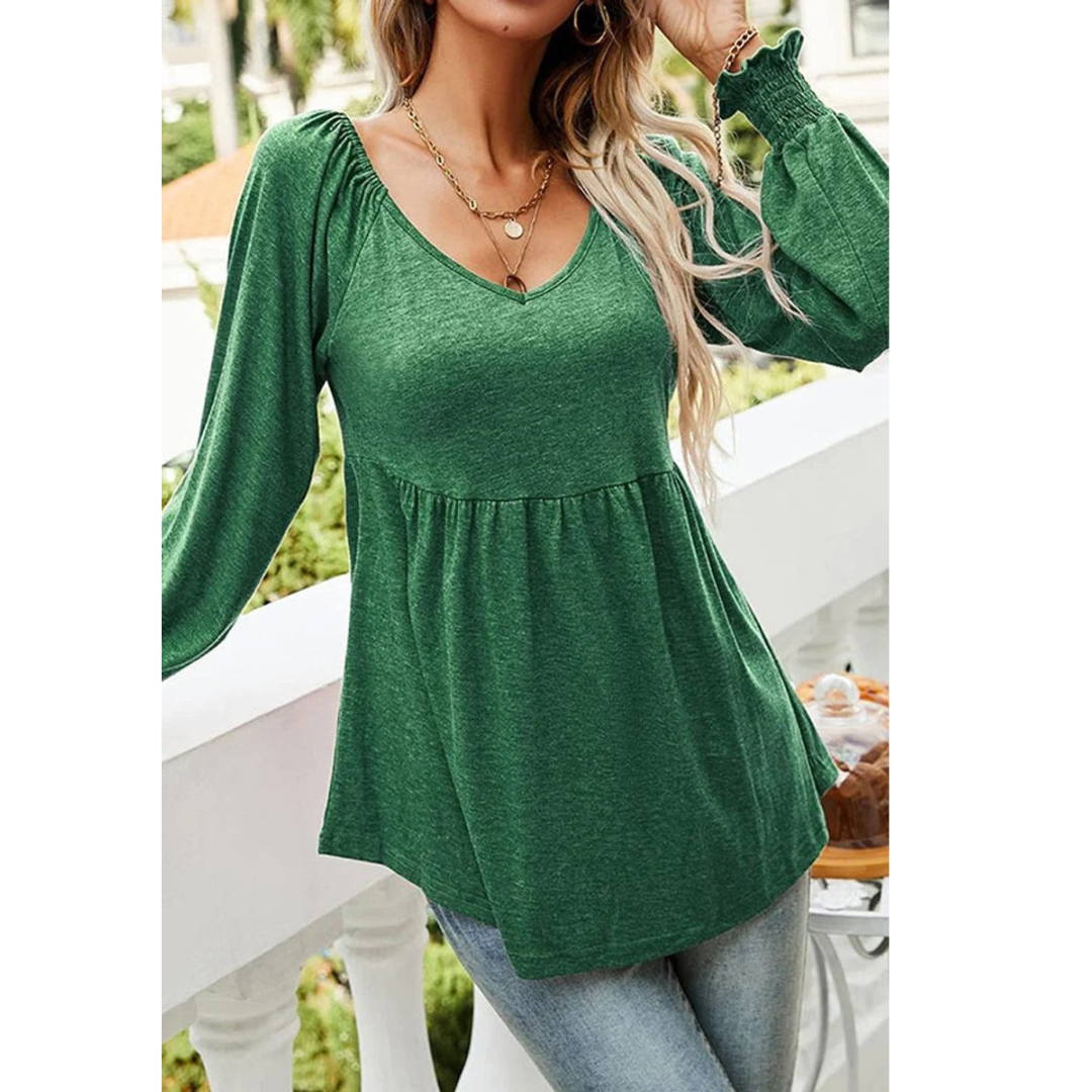 Mila | Damen Babydoll Tunika Mit V-Ausschnitt