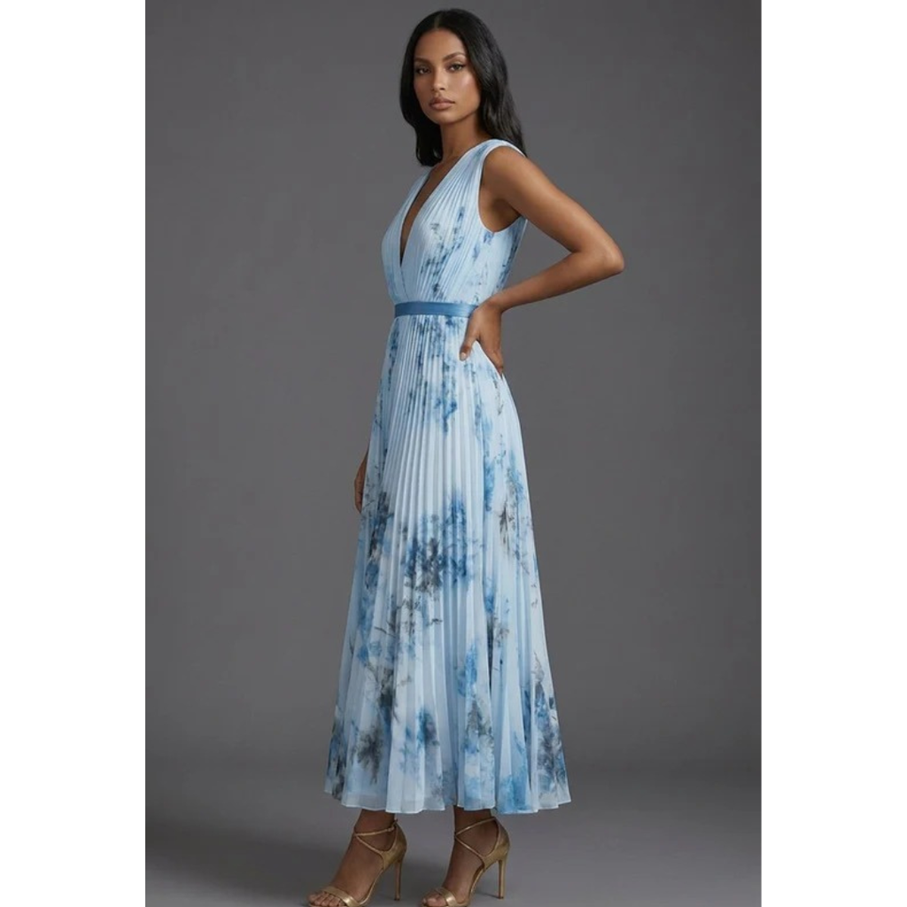 Mila | Damen Elegante Midikleid Mit V-Ausschnitt