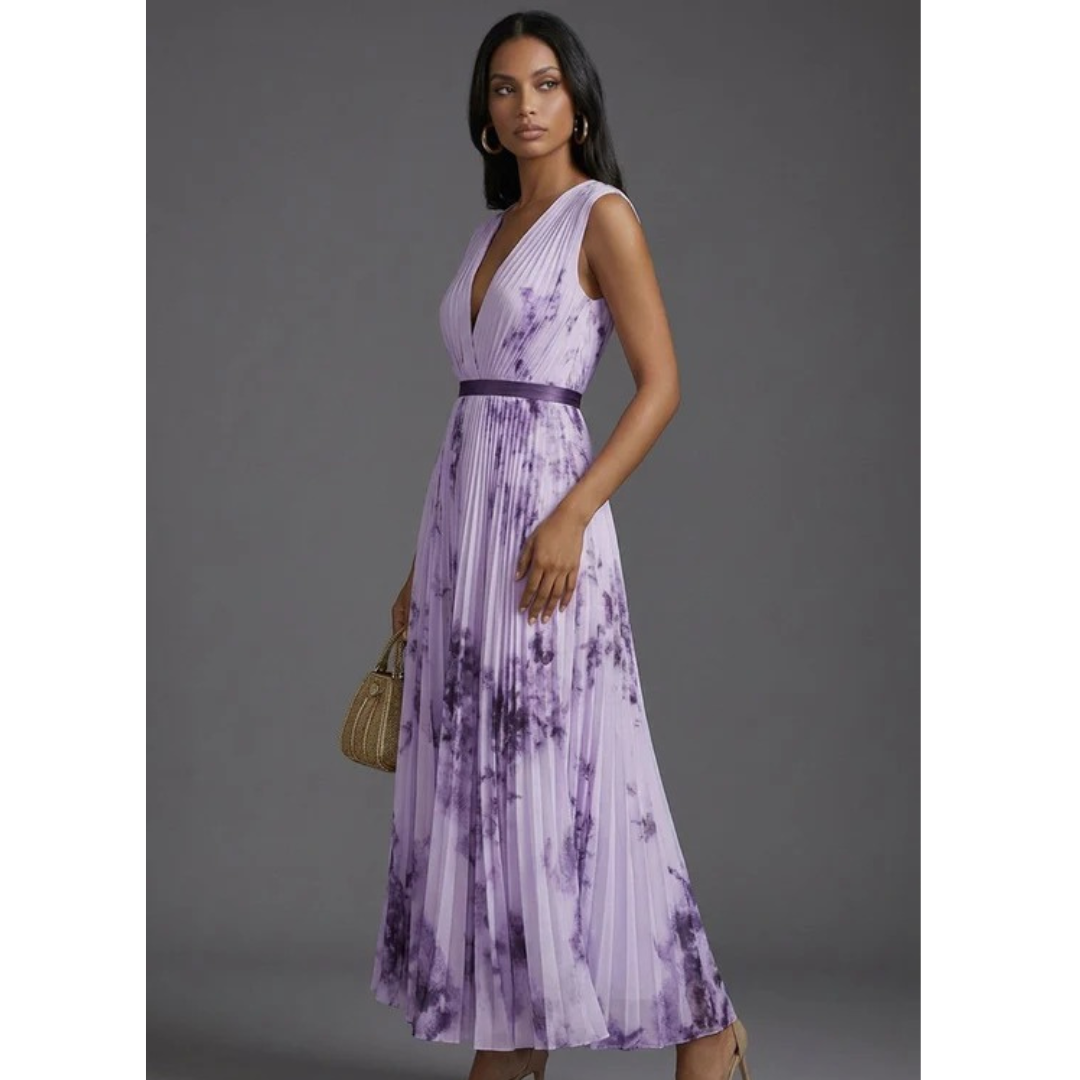 Mila | Damen Elegante Midikleid Mit V-Ausschnitt