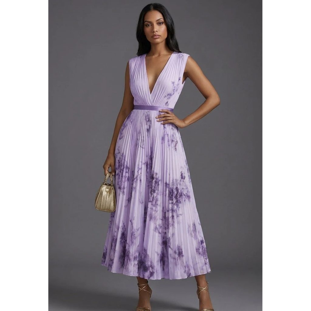 Mila | Damen Elegante Midikleid Mit V-Ausschnitt