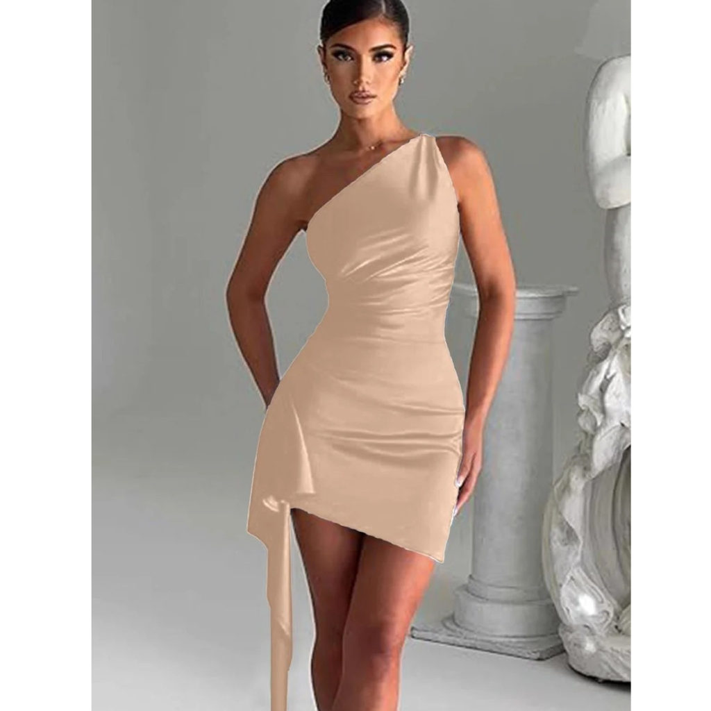 Mila | Damen One-Shoulder Cocktail Minikleid