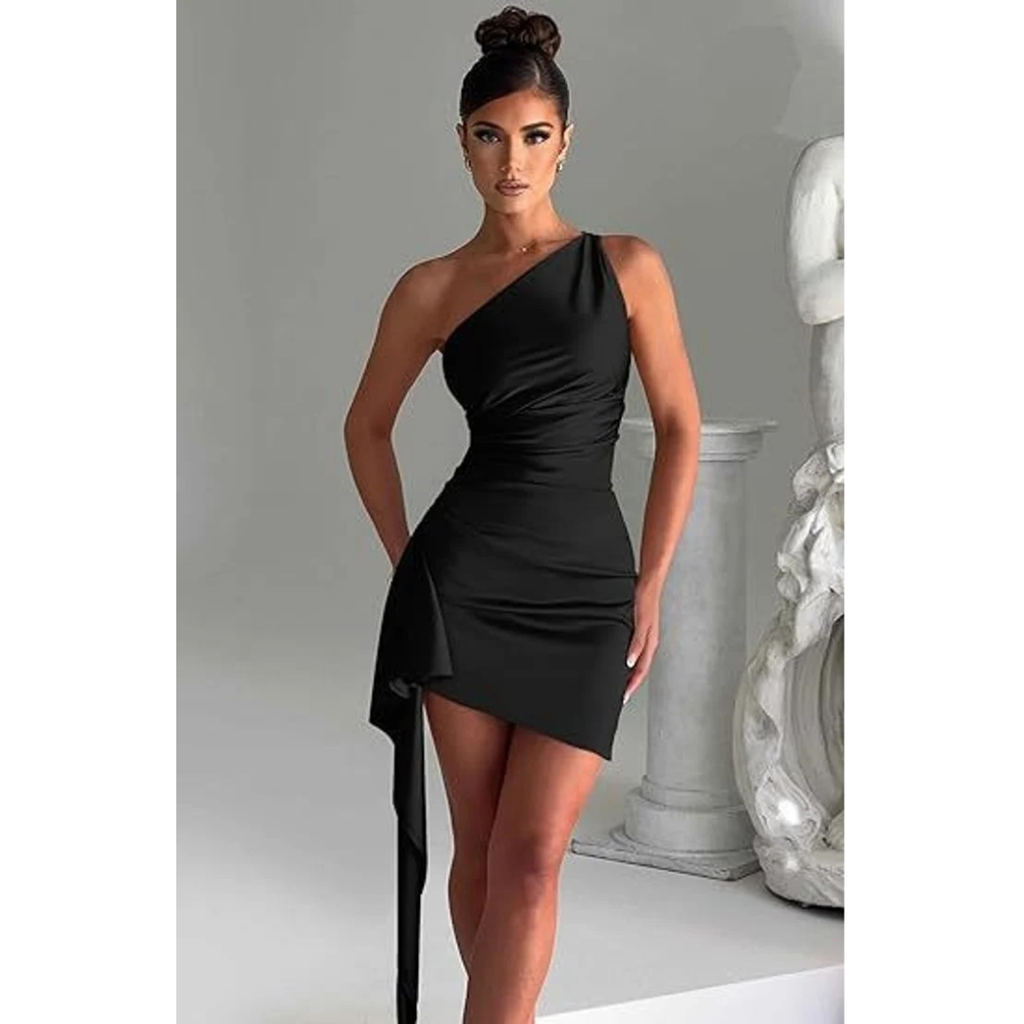 Mila | Damen One-Shoulder Cocktail Minikleid