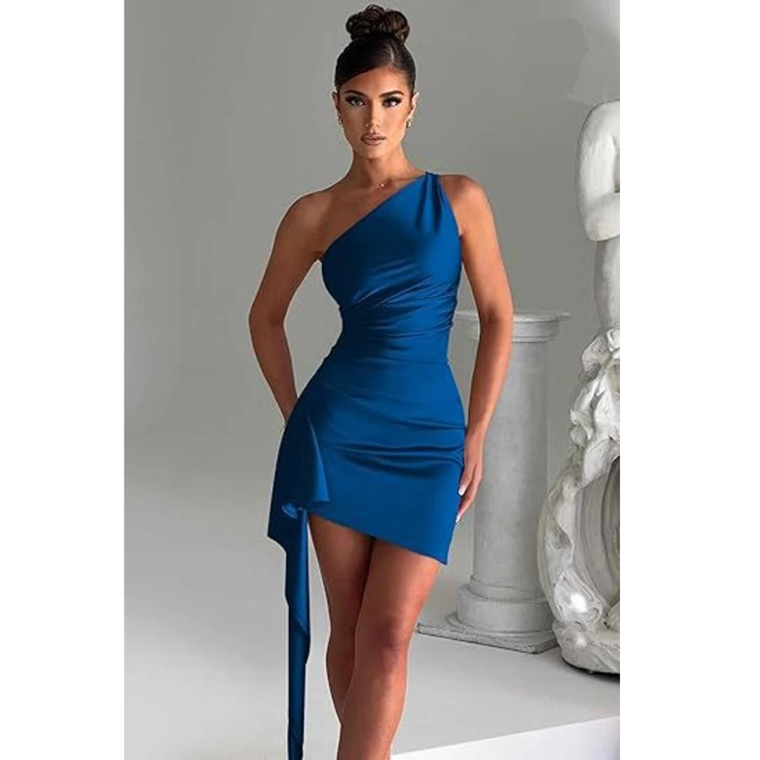 Mila | Damen One-Shoulder Cocktail Minikleid