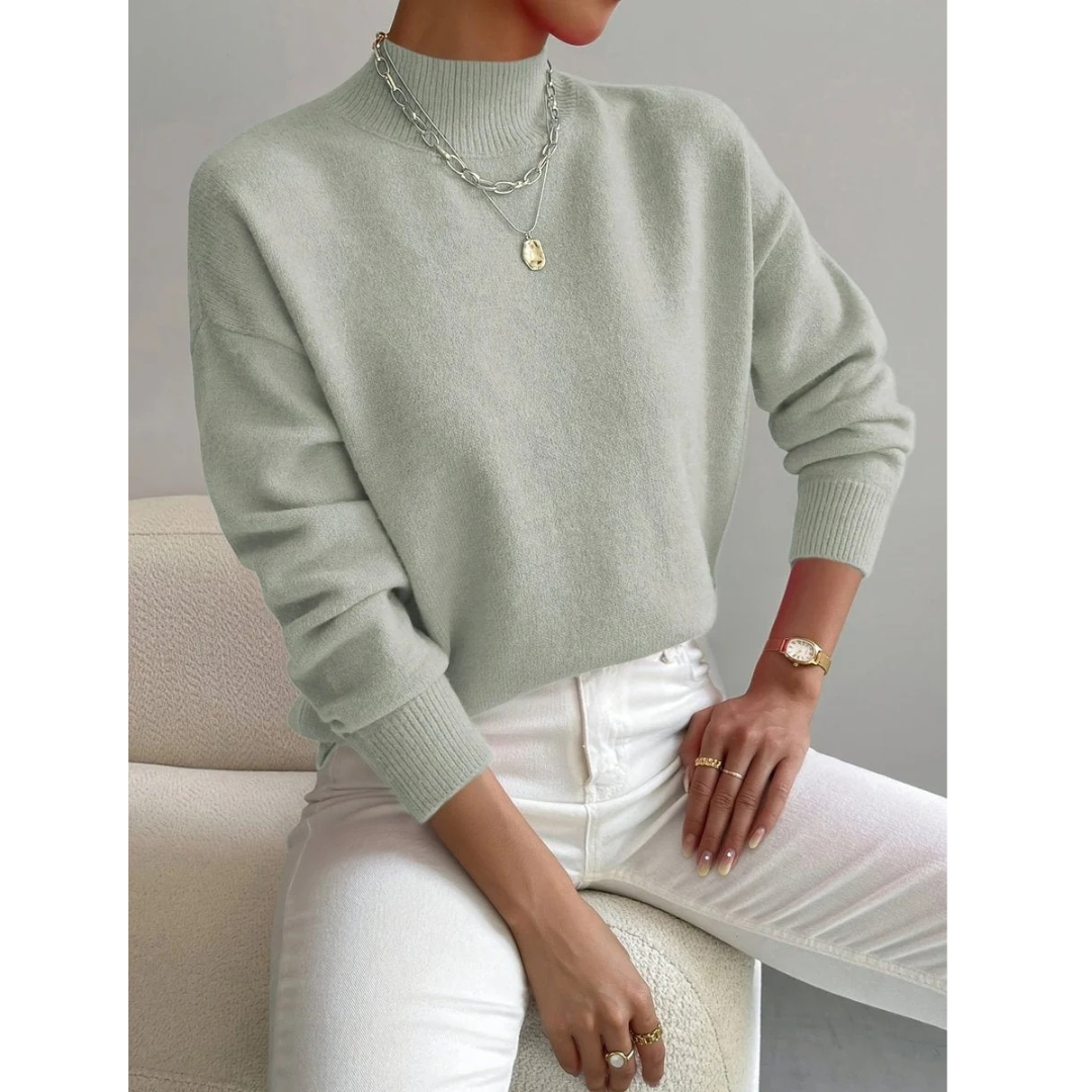 Mila | Damen Stilvolles Rollkragenpullover Langarm