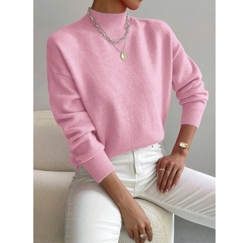 Mila | Damen Stilvolles Rollkragenpullover Langarm