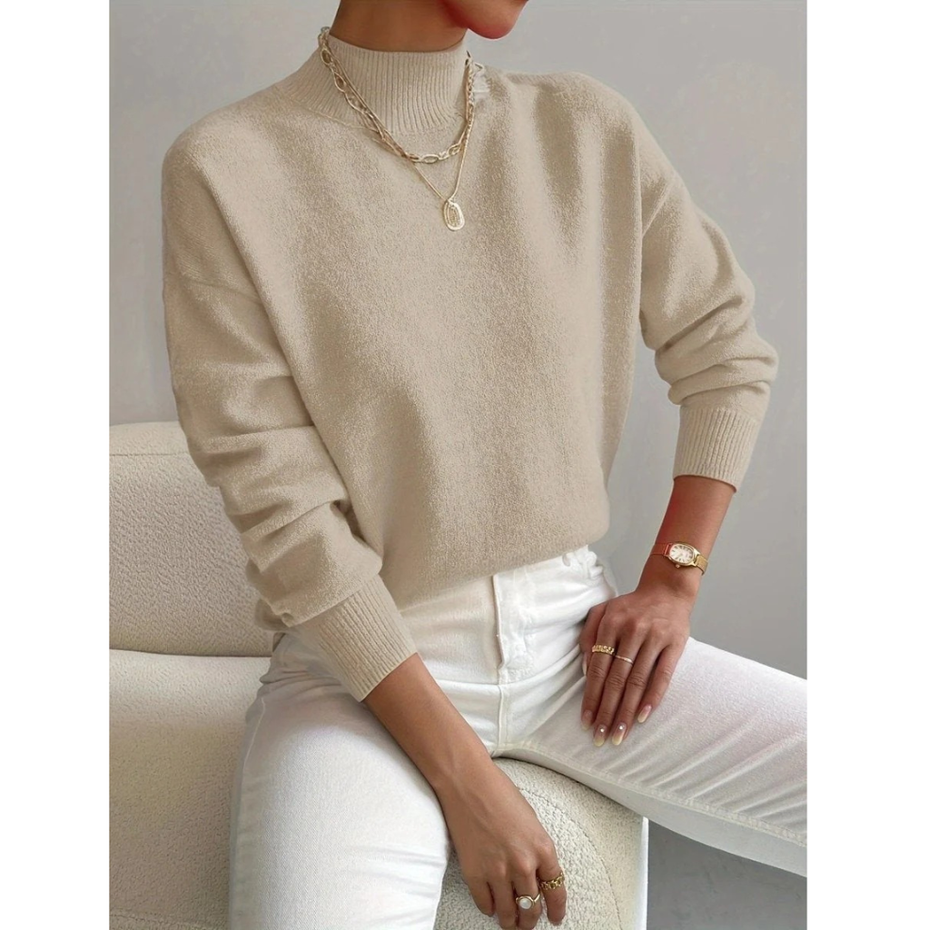 Mila | Damen Stilvolles Rollkragenpullover Langarm