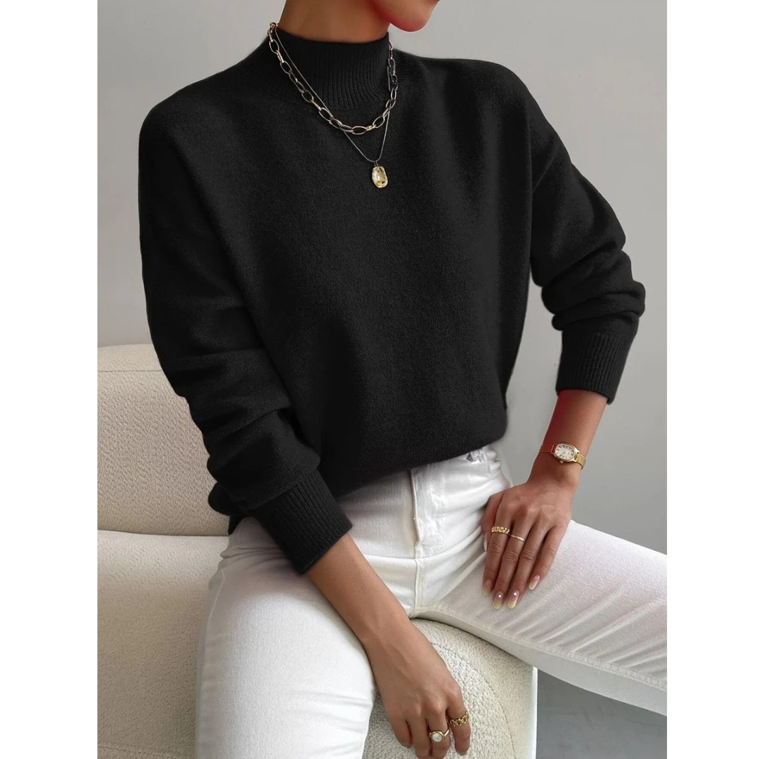 Mila | Damen Stilvolles Rollkragenpullover Langarm