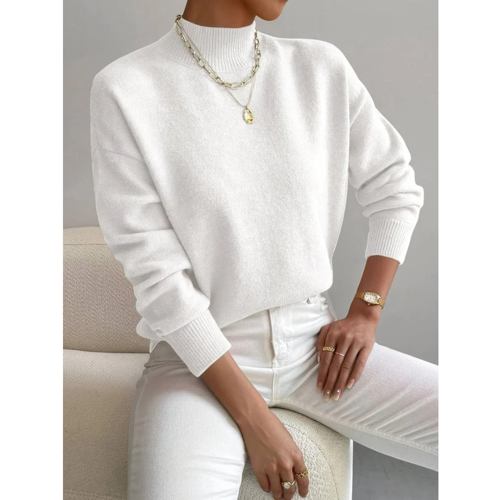 Mila | Damen Stilvolles Rollkragenpullover Langarm
