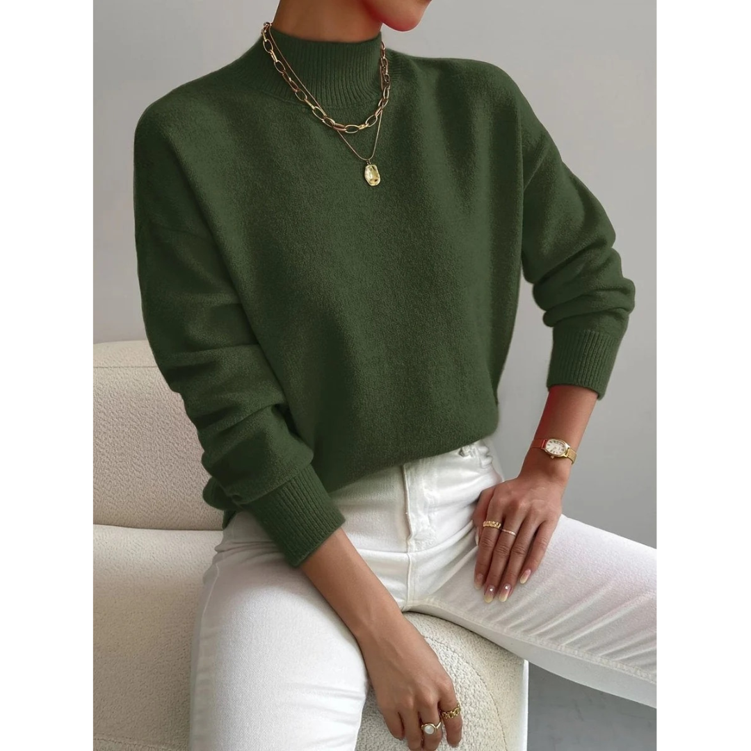 Mila | Damen Stilvolles Rollkragenpullover Langarm