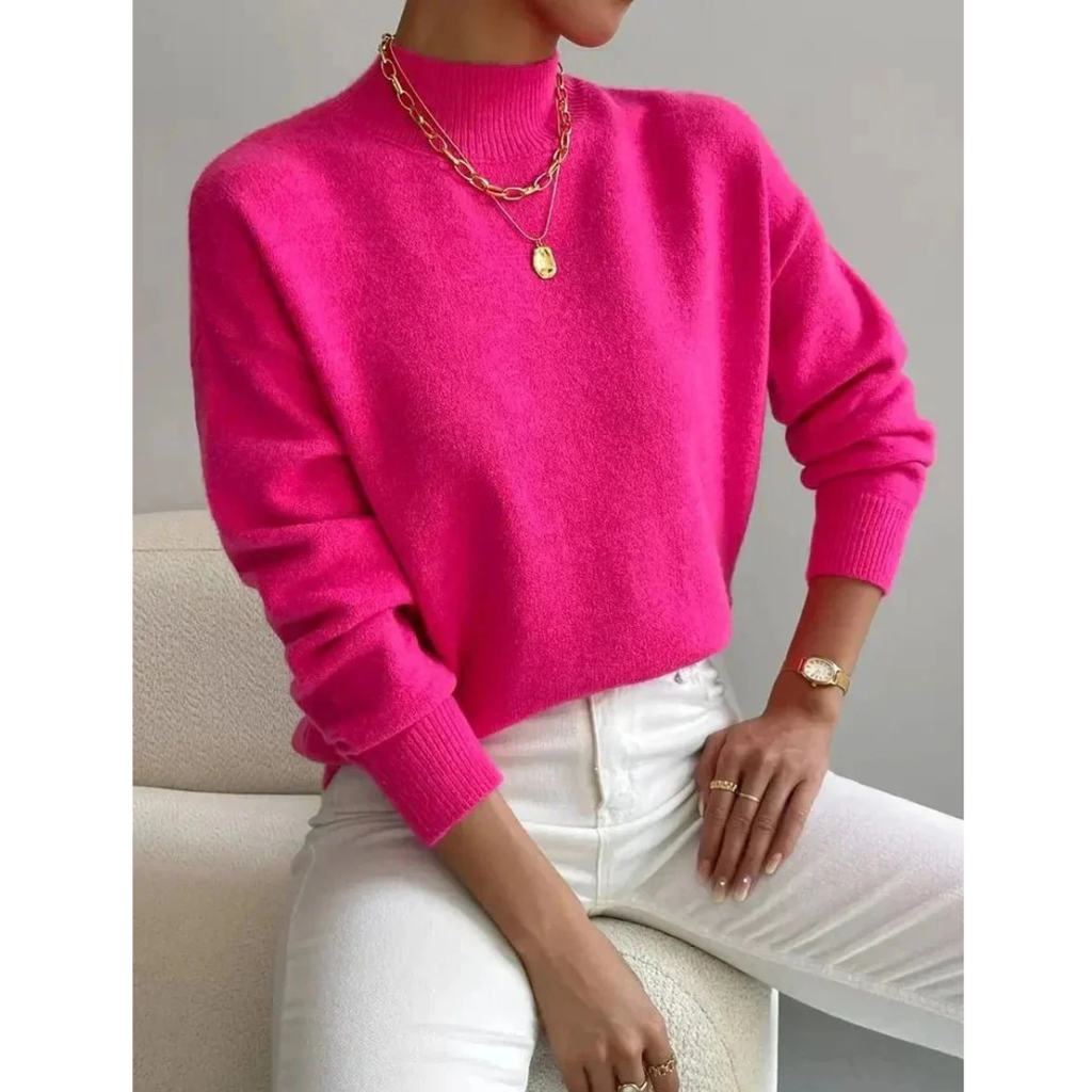 Mila | Damen Stilvolles Rollkragenpullover Langarm
