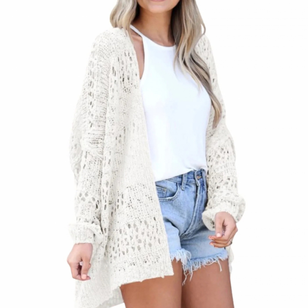 Milena | Damen Strickjacke im Boho Stil mit Muster