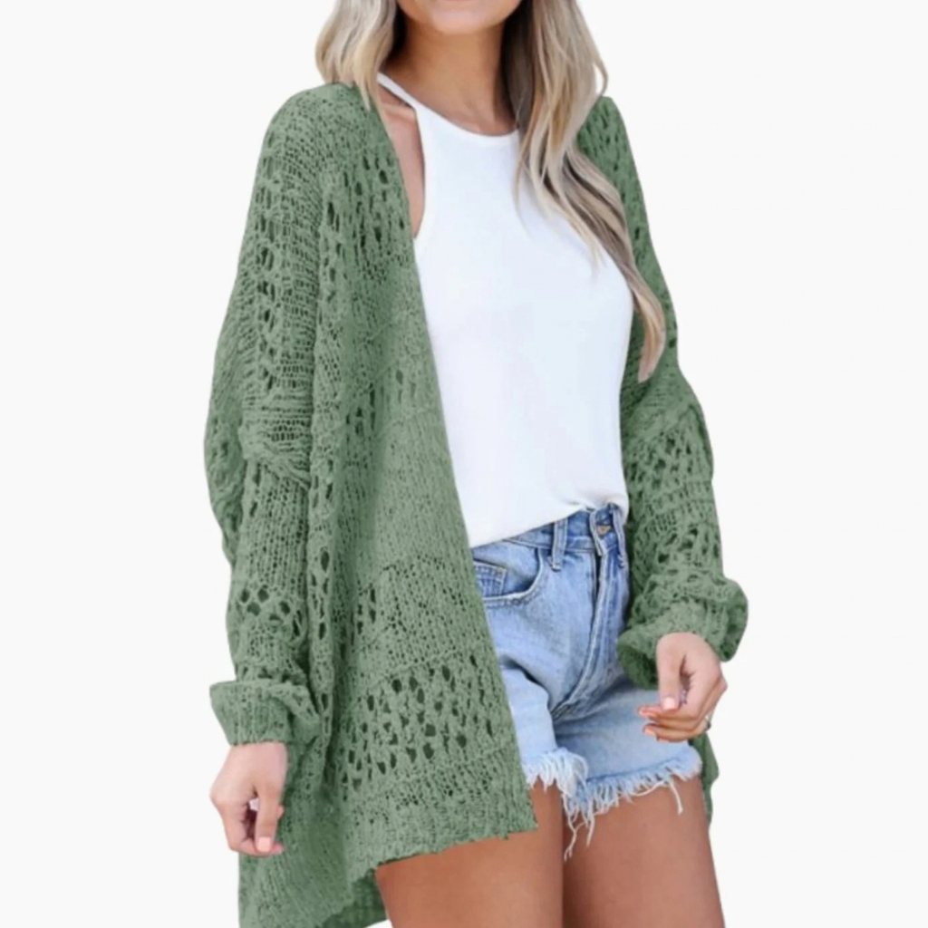 Milena | Damen Strickjacke im Boho Stil mit Muster