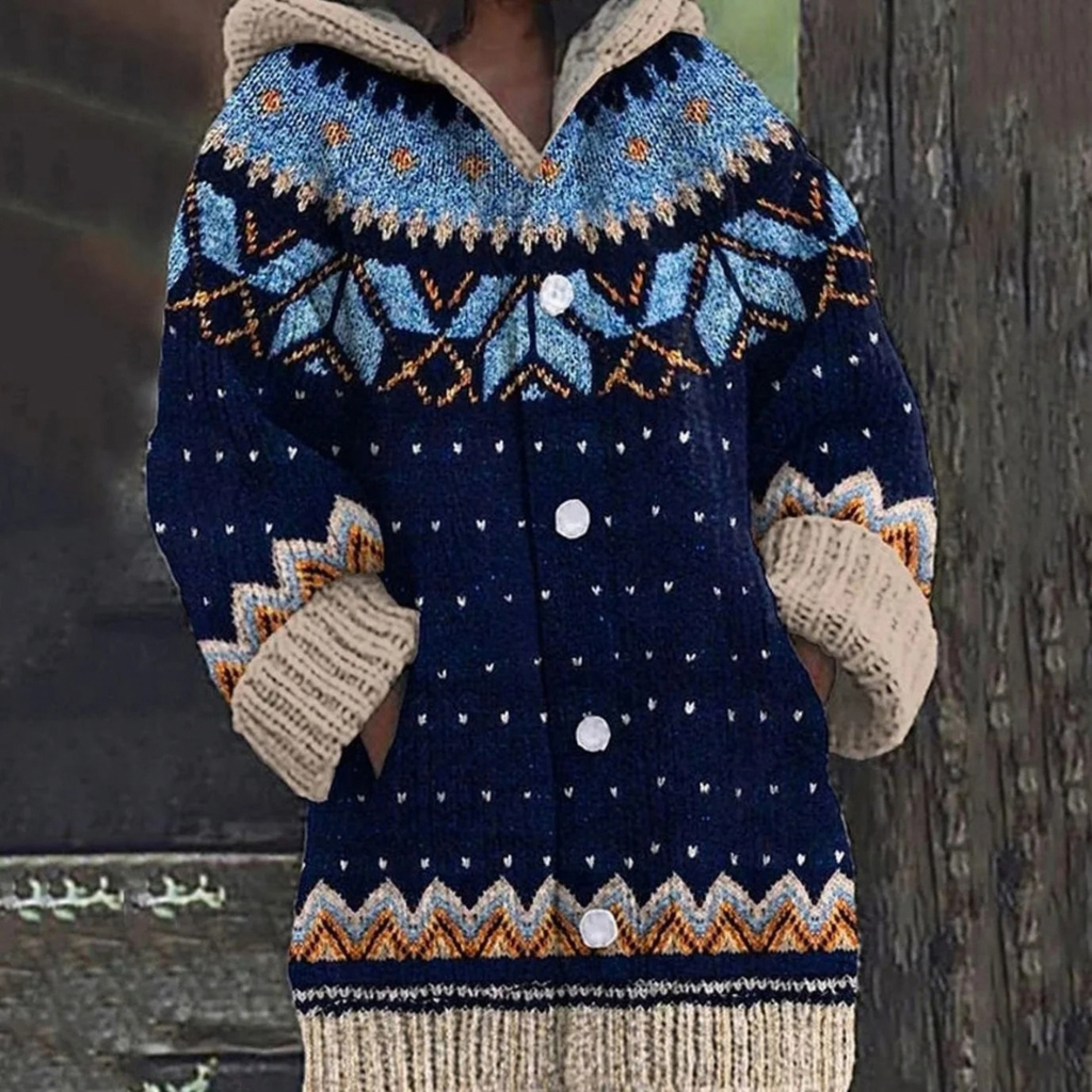 Miley | Damen Strickjacke mit cardigan, Muster und Knöpfen