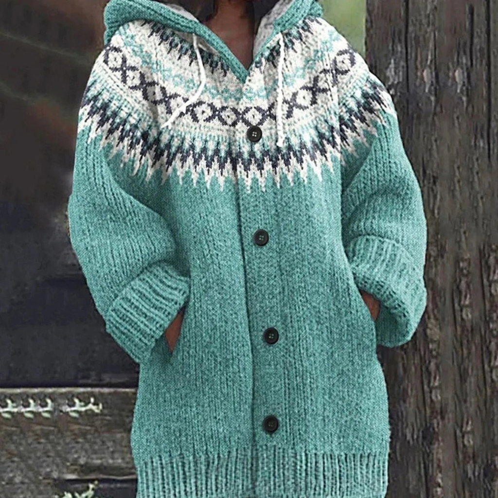 Miley | Damen Strickjacke mit cardigan, Muster und Knöpfen
