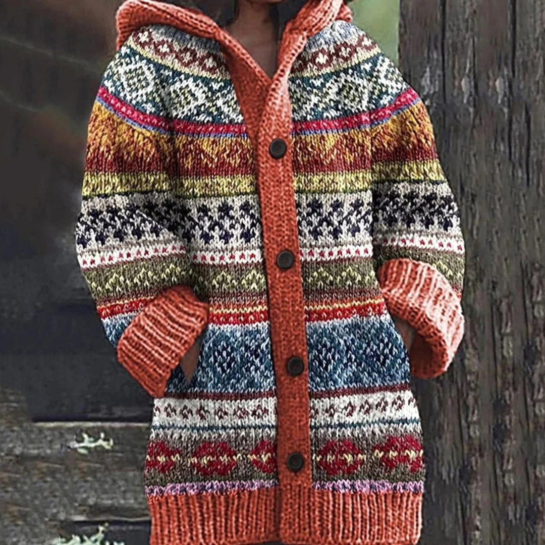Miley | Damen Strickjacke mit cardigan, Muster und Knöpfen